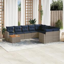 vidaXL 10 részes szürke polyrattan kerti ülőgarnitúra párnával (3256621)
