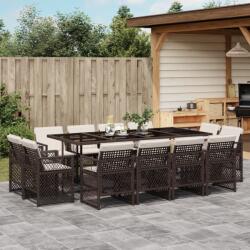 vidaXL 13 részes barna polyrattan kerti ülőgarnitúra párnákkal (3210861) - vidaxl