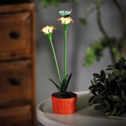 Garden of Eden Szolár színes virág - 8 x 8 x 32 cm - 10 melegfehér LED - piros (11735B) - hasznos-holmik