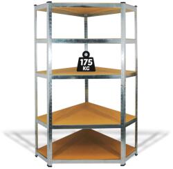  Fémpolc állvány - sarok - 5 szintes - fém - max. 175 kg - 180 x 90 x 30 cm (10846) - hasznos-holmik