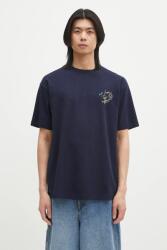Drôle de Monsieur pamut póló Le T-Shirt Slogan Esquisse sötétkék, férfi, nyomott mintás, G-TS188-CO002-NY - sötétkék S