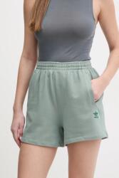 adidas Originals pamut rövidnadrág Essential női, zöld, sima, magas derekú, JJ3463 - zöld L