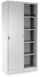 Rauman Univerzális fém szekrény tolóajtókkal 90 x 40 x 185 cm, hengerzár, szürke - ral 7035