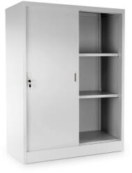 Rauman Közepes univerzális fém szekrény tolóajtókkal 90 x 40 x 120 cm, hengerzár, szürke - ral 7035