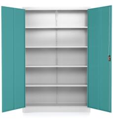 Rauman Univerzális fémszekrény 120 x 40 x 185 cm, hengerzár, zöld - ral 6033