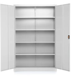 Rauman Univerzális fémszekrény 120 x 40 x 185 cm, hengerzár, szürke - ral 7035