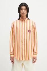 Drôle de Monsieur pamut ing La Chemise Rayee férfi, legombolt galléros, narancssárga, regular, G-SH208-CO117-CR - narancssárga L