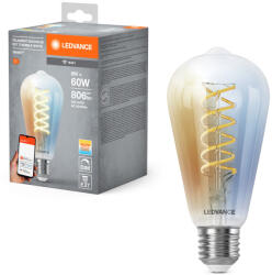 OSRAM LED izzó E27 8W = 60W 806lm CCT szabályozható fényerejű SMART+ WiFi izzószálas Edison Ledvance (4058075777996)