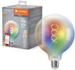 LED izzó E27 4.8W = 40W 470lm RGBW CCT szabályozható fényerejű SMART+ WiFi izzószálas gömb alakú Ledvance (LDVSMT0455)