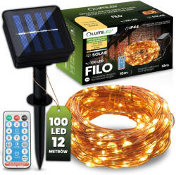Lumileds Napelemes kerti girland 100x LED dekoratív vezeték 12m 3000K Meleg + PIOT FILO LUMILED (LUMSOL0110)