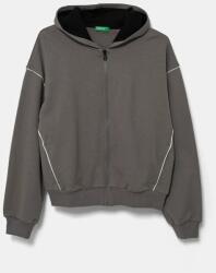 Benetton gyerek melegítőfelső pamutból szürke, sima, kapucnis, 3UNIC504T - szürke 130