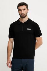 BOSS Green poló fekete, sima, 50537146 - fekete S