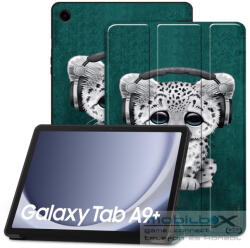 Samsung Tab A9 Plus (11.0) SM-X210 / X215 / X216B, mappa tok, párduc kölyök minta, Trifold, zöld/színes - mobil-box