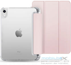 Apple iPad 10.9 (2022) / iPad 11 (2025), mappa tok, közepesen ütésálló, érintőceruza tartó, érintőceruza nélkül, átlátszó hátlap, Smart Case, TP SC Pen Holder Hybrid, rózsaszín - mobil-box