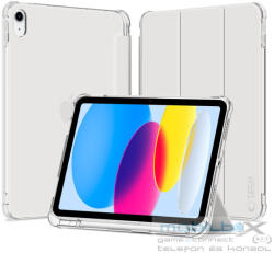 Apple iPad 10.9 (2022) / iPad 11 (2025), mappa tok, közepesen ütésálló, érintőceruza tartó, érintőceruza nélkül, színes átlátszó hátlap, Smart Case, TP SC Pen Holder Hybrid, ezüst - mobil-box