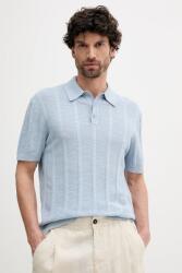 United Colors of Benetton póló vászonkeverékből sima, 115GK301G - kék XXL