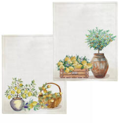 Kert és Otthon Mediterrán citromos pamut konyharuha szett, 2 db-os, 50 x 70 cm (2365-50X70)
