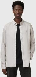 AllSaints pamut ing HAWTHORNE LS SHIRT galléros, fekete, slim, M150SB - szürke M