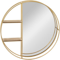 Art-Pol Design kör alakú fürdőszobai fali polcos tükör fa polcokkal 80x80x12cm (158965) - perfectodekor
