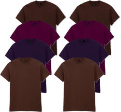 Gildan 8 db-os, 4 színes csomagban Gildan kereknyakú póló, Russet, Maroon, Blackberry, Dark Chocolate-S (GI5000vbby4-S-8)