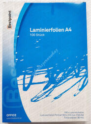 Lamináló fólia A/4 80 mikronos, 100 darabos