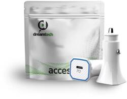 dreamtech QC3.0 20W Fehér Autós töltő USB-C csatlakozóval (128695)