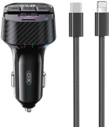 XO BCC17 FM Transzmitter Autós Töltő 30W, USB-C/Lightning kábellel a csomagban