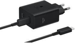 Samsung Töltő szett QC PD 50W Fekete 2*USB-C + Type-C kábellel EP-T5020XBE