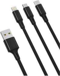 XO NB173 3in1 töltőkábel USB to Micro USB / Type-c / Lightning 1, 2M 2, 4A Fekete - xpro