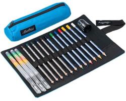 CRETACOLOR Pencil Wrap Set rajzkészlet feltekerhető vászon tartóban - Aqua, 17 db-os