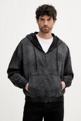 HUGO BOSS pamut melegítőfelső szürke, sima, kapucnis, 50535312 - szürke M