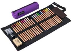 CRETACOLOR Pencil Wrap Set rajzkészlet feltekerhető vászon tartóban - Pastel Pencils, 29 db-os