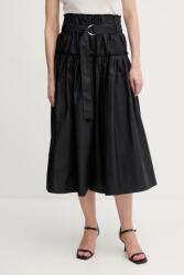 Sisley pamut szoknya fekete, midi, harang alakú, 4XUCL002Q - fekete XS