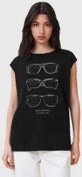 AllSaints blúz pamutból SUNNIES fekete, nyomott mintás, W163JC - fekete XS