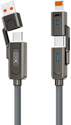 XO NB275 USB-A/Type-C - Type-C/Lightning kábel 60W 1m - szürke