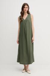 Benetton vászon ruha rózsaszín, maxi, harang alakú - zöld XS
