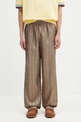 Drôle de Monsieur selyemnadrág Le Pantalon Rayure Fleuries férfi, barna, egyenes, G-BP184-SE008-LPI - barna XL