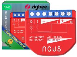 Nous B2Z okos Tuya Zigbee mini fogyasztásmérős kapcsolórelé modul, kapcsolóbemenettel, 1 áramkörös