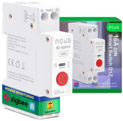 Nous D1Z DIN-sín kompatibilis Tuya Zigbee fogyasztásmérős relémodul 16A