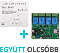 SmartWise 85V-250V AC négy áramkörös, Wi-Fi+Bluetooth NO/NC okosrelé