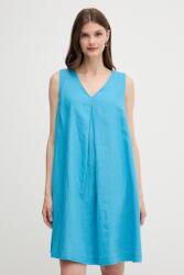 Benetton vászon ruha mini, harang alakú, 4AGHDV0AX - kék XL - answear - 27 990 Ft