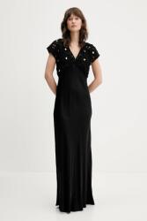 Never Fully Dressed ruha gyapjú keverékből fekete, maxi, egyenes, NFDDR2058 - fekete XS