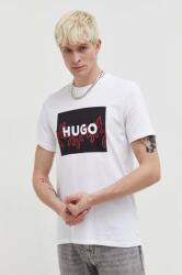 HUGO pamut póló fehér, férfi, nyomott mintás - fehér XXL - answear - 29 990 Ft