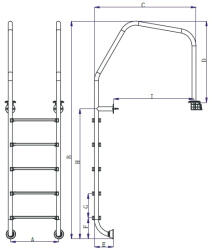 Emaux Scara piscina gratar perimetral din inox cu 5 trepte Emaux OF515-S (5949161351291)