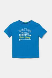 Benetton gyerek pamut póló nyomott mintás, 3I1XG10JO - kék 82 - answear - 4 190 Ft