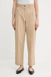 Weekend Max Mara pamut nadrág bézs, magas derekú egyenes, 2515131013600 - bézs 40
