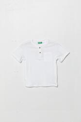 Benetton gyerek póló vászonkeverékkel fehér, sima, 3F4JG10IF - fehér 82