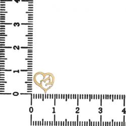 NASSIA Link din aur 14k - pentru bratara - inimioara cu porumbel (160124-41)