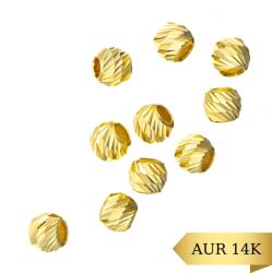 NASSIA Bile Striate Diamond Cut 2mm din AUR 14K Pachet 1 gram (300524-99)