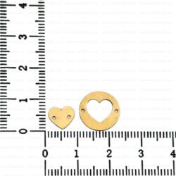 NASSIA Link din aur 14k - pentru bratara - set 2 piese inimioara si banut (280123-15)